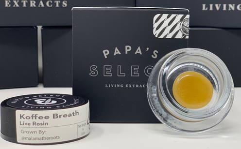 CannaSafe Papa's Select Coffee Breath Live Rosin Packaging and Concentrate Product